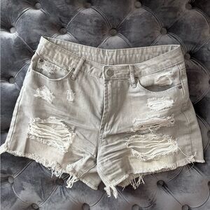 Articles Of Society Light Gray Distressed Jean Shorts